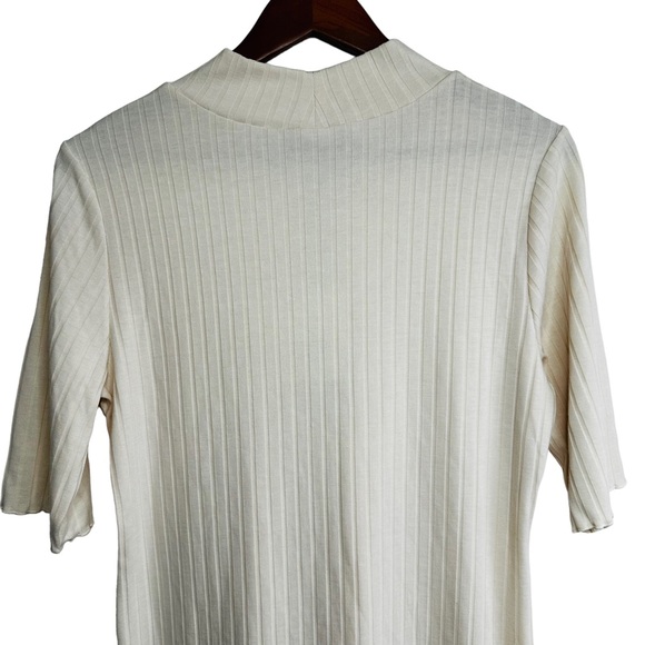 NWT The Nines by HATCH Mock Turtleneck Rib Knit Maternity Shirt Ivory Size XL - Picture 4 of 10